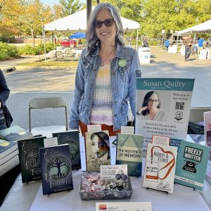 Susan Quilty at an LCPL Eat Local Read Local event